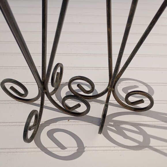 Pair of Wrought Iron Candle Holders Black Gold Scroll French Country Candlestick - Picture 5 of 11